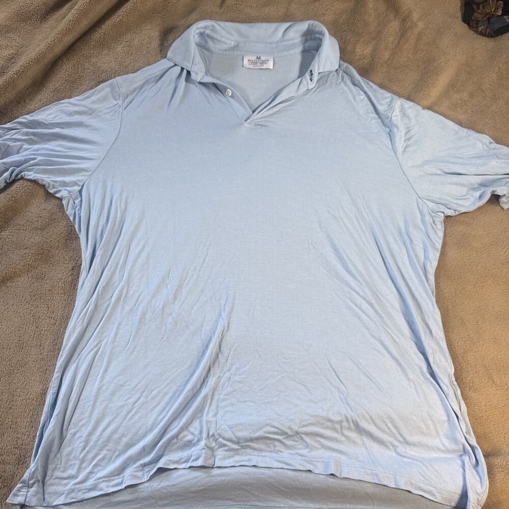 Mizzen+Main Polo Shirt Mens XL Trim Fit Performance Golf Stretch Light Blue